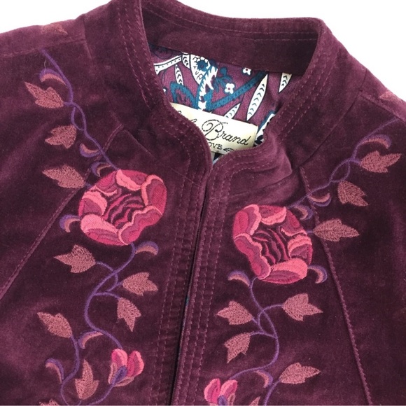 LUCKY BRAND Plum Putple Pink Velvet Floral Embroidered Jacket Blazer XS NWOT - Picture 4 of 8